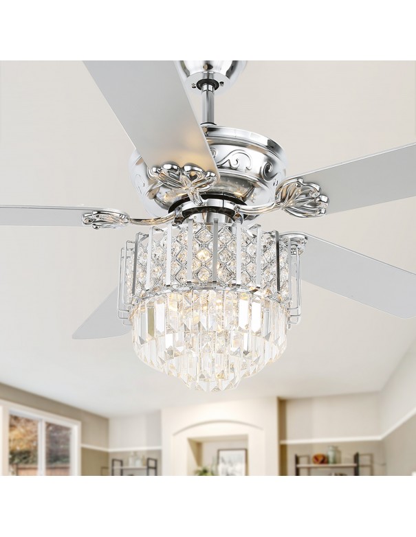 Oaks Aura 52-In 5-Blade Ceiling Fan Glam Crystal Shade with Remote Control Chandelier