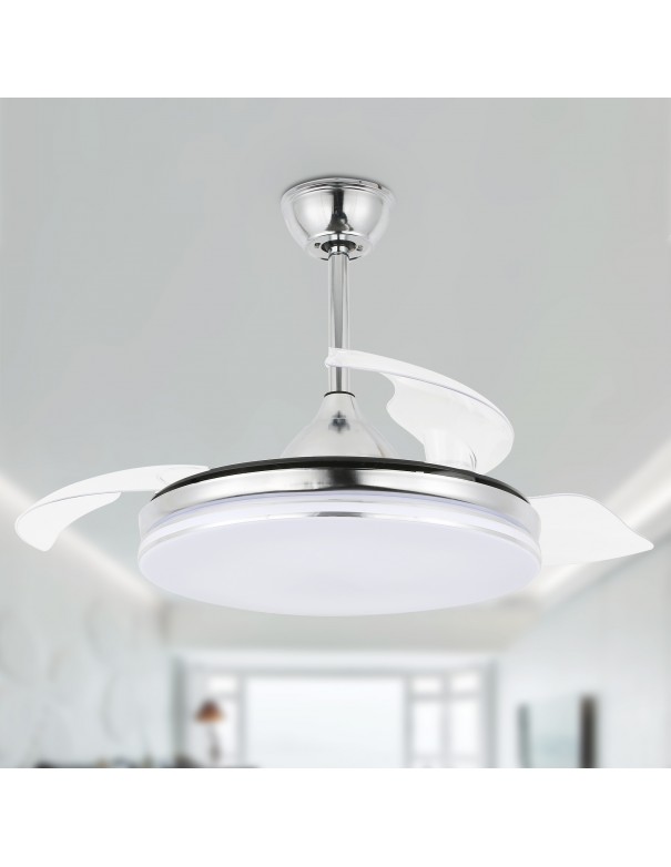 Oaks Aura 42in. LED Latest DC Motor Ceiling Fan With Light 6-Speed Retractable Pendant Light