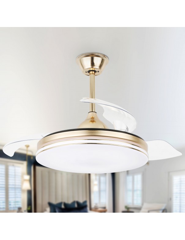 Oaks Aura 42in. LED Latest DC Motor Ceiling Fan With Light 6-Speed Retractable Pendant Light