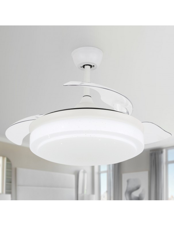 Oaks Aura 42In LED Latest DC Technology Ceiling Light With 6-Speed Dimmable Ceiling Fan