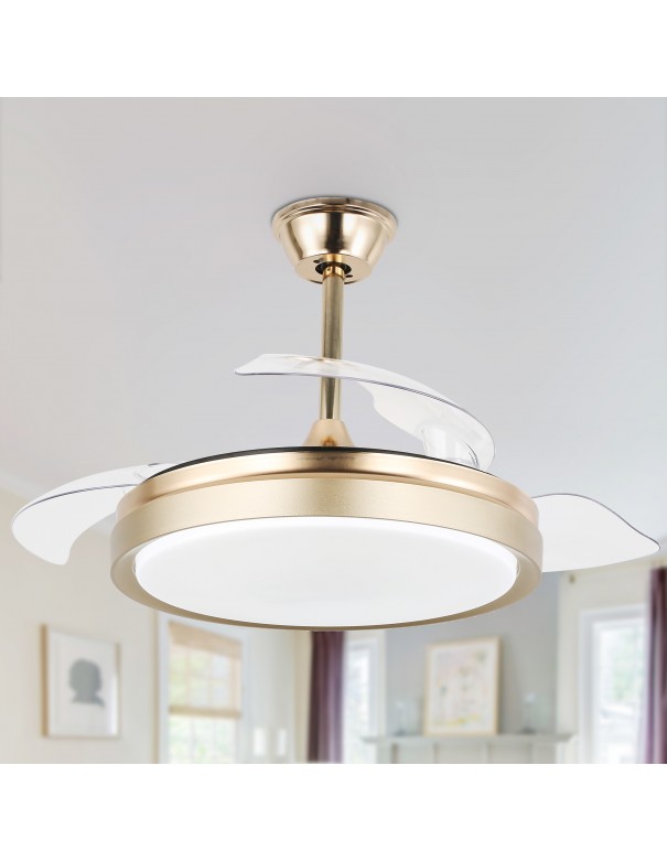 Oaks Aura 42-Inch LED Ceiling Fan 6-Speed Latest DC Motor Retractable Chandelier