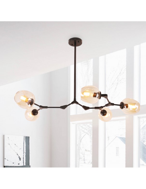 Oaks Aura 5-Light Modern Industrial Black Ceiling Light Adjustable Sputnik Chandelier