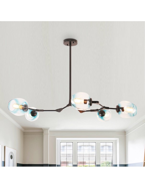 Oaks Aura 5-Light Modern Industrial Black Ceiling Light Adjustable Sputnik Chandelier