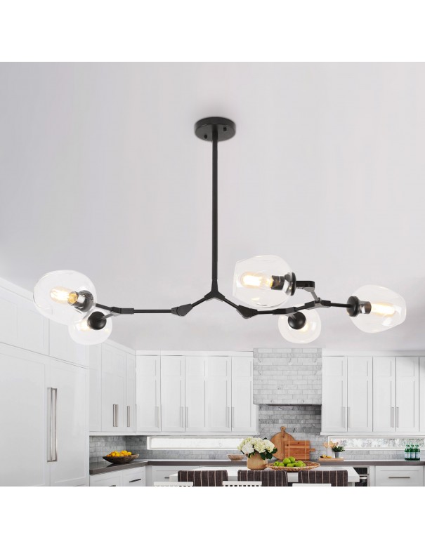 Oaks Aura 5-Light Modern Industrial Black Ceiling Light Adjustable Sputnik Chandelier