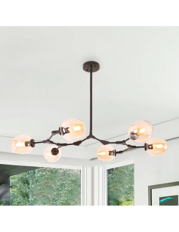 Oaks Aura 6- Light Modern Industrial Black Ceiling Light  Adjustable Sputnik Chandelier
