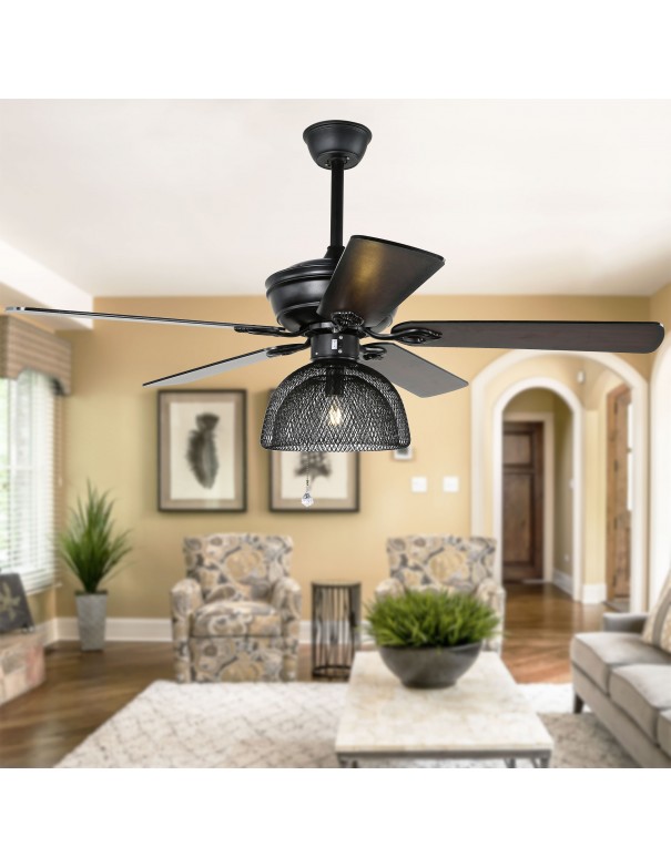 Oaks Aura 52 in. Industrial Ceiling Fan with Cage Lampshade