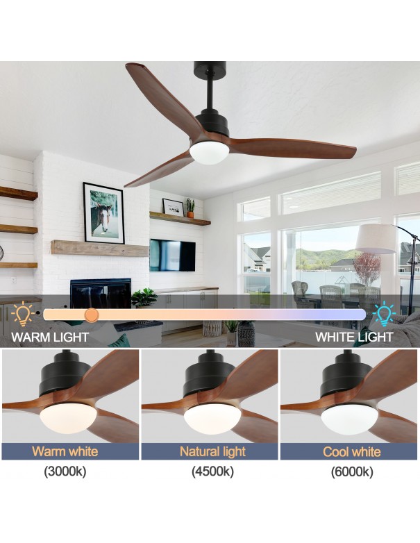 Oaks Aura 52 In. LED Indoor Solid Wood Scandi Reverisble Ceiling Fan ...