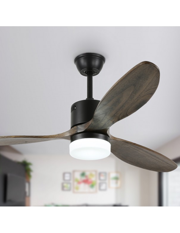 Oaks Aura 52 in. LED Indoor Black Solid Wood Ceiling Fan With Latest DC Motor Technology
