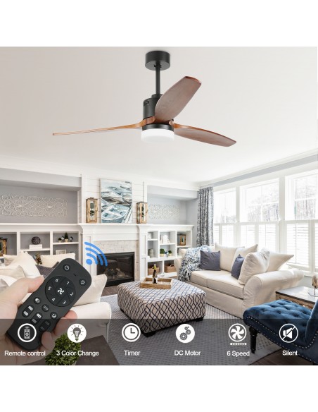 Gamay 52 in. LED Solid Wood Indoor Japandi-Zen Ceiling Fan With Latest ...