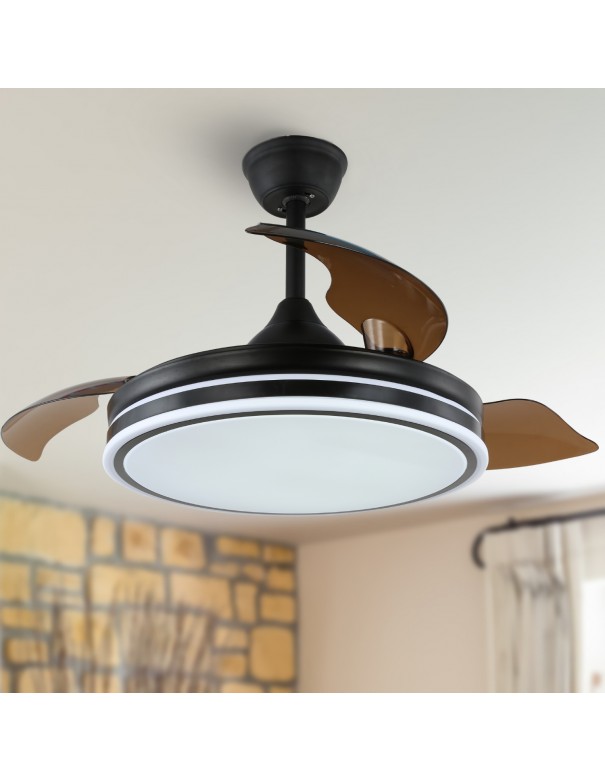 Oaks Aura 42-In Modern Minimalist Drum Ceiling Fan with Invisible Retractable Blades