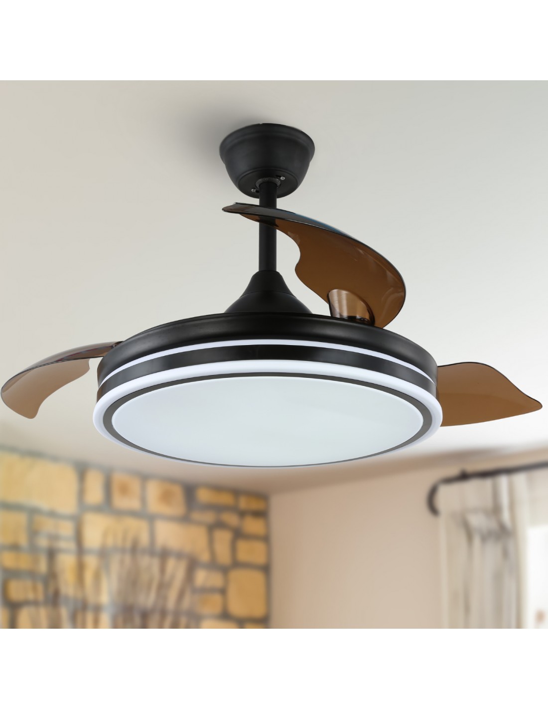 Oaks Aura 42In Modern Minimalist Drum Ceiling Fan with Invisible