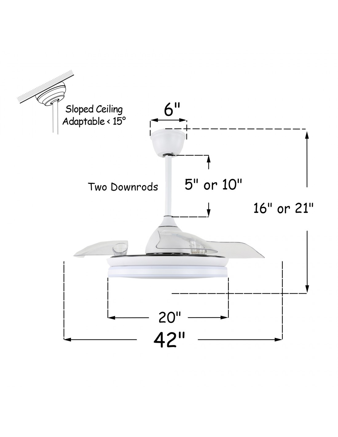 Oaks Aura 42-In Modern Minimalist Drum Ceiling Fan with Invisible ...