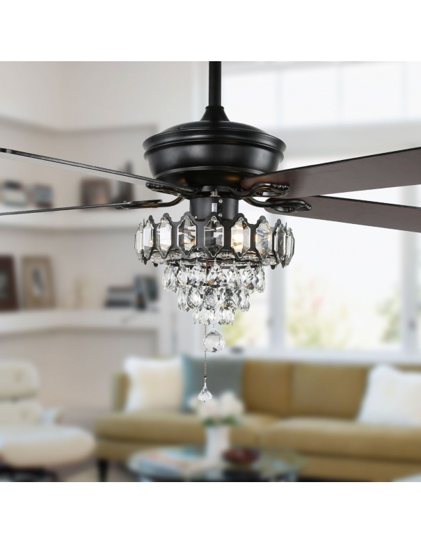 Oaks Aura 52 In Modern Glam 5 Reversible Blades Ceiling Fan with Crystal Shades