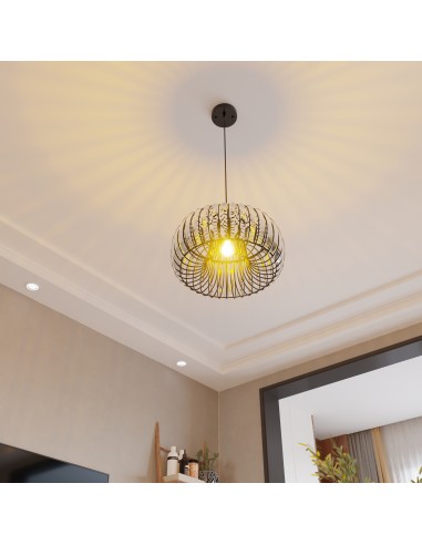 Oaks Aura Modern 1-Light Oblate Crystal Chandelier Ceiling Light, Pumpkin Pendant light for Living Room, Hallway