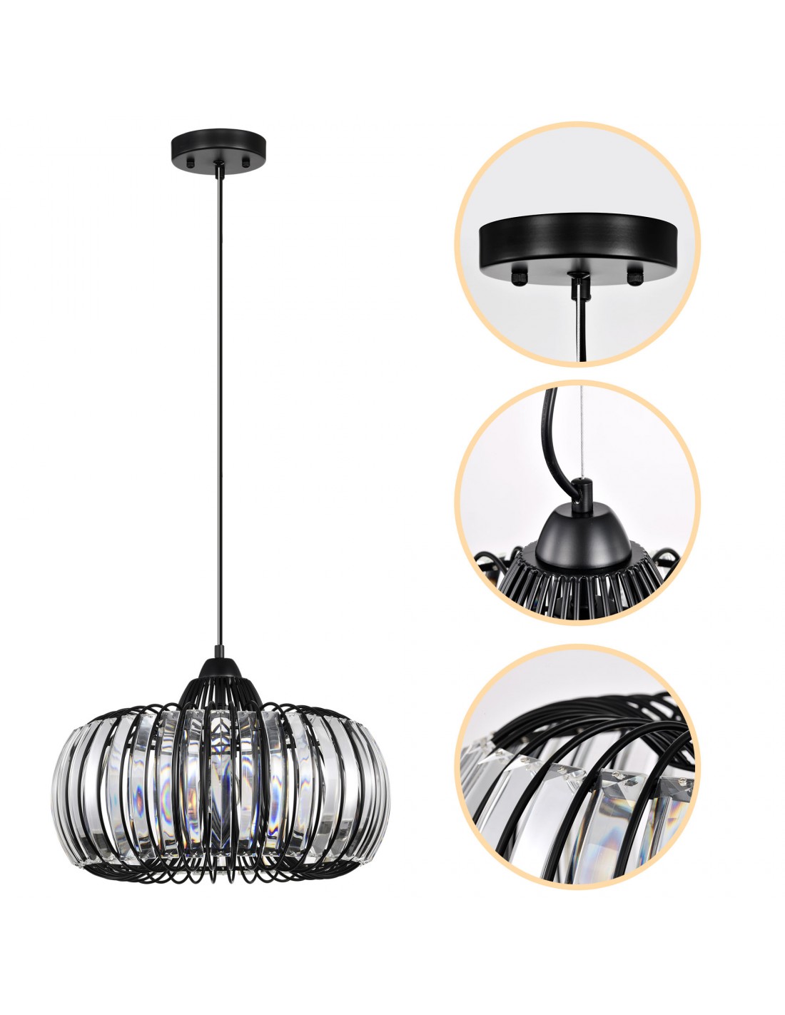 Oaks Aura Modern 1-Light Oblate Crystal Chandelier Ceiling Light ...