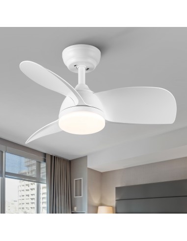 Oaks Aura 28 In Integrated LED White Retractable Ceiling Fan With Light White ABS Blade 6-Speed Remote Control Ceiling Fan