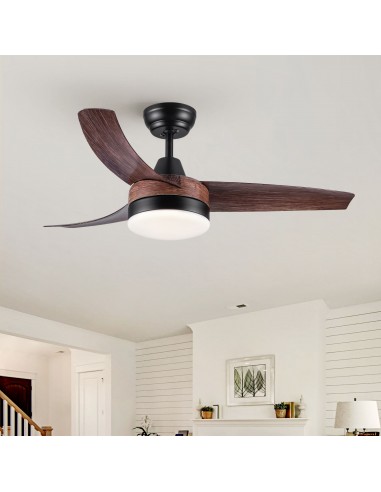 Oaks Aura 42in. Integrated LED 6-Speed Reversible Ceiling Fan with Light, Brown Wood Grain ABS Blade Remote Control included