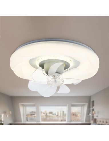 Oaks Aura 18 inch Dual Control Flush Mount Ceiling Fan with Light-360-Degree Oscillating Low Profile Ceiling Fan for Bedroom.