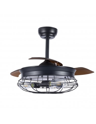 Oaks Aura 36 Inch Industrial Caged 3-Light Ceiling Fan with Retractable Blades