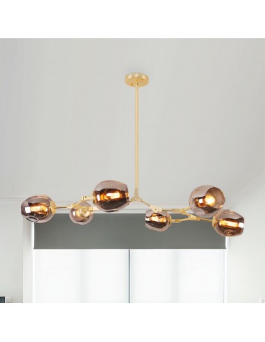 Oaks Aura 6-Light Gold Industrial Ceiling Light Adjustable Sputnik Chandelier