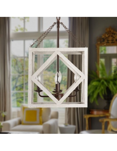 Oaks Aura Farmhouse 4-Light Rectangular Wood Candle Chandelier