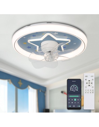 Oaks Aura 19 Inch Smart Oscillating Flush Mount Ceiling Fan Amart App Control 6 Speed 3 Color with LED Lights