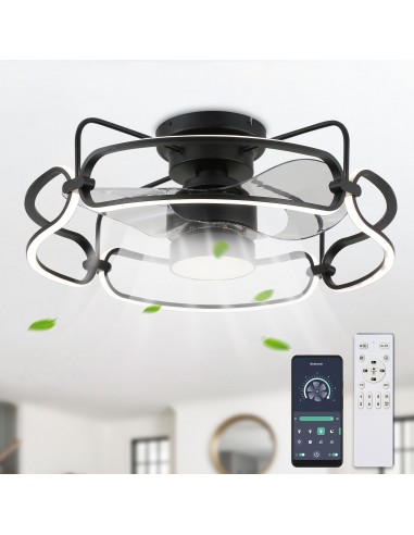 Oaks Aura 25" LED Flush Mount Ceiling Fan with Light and Remote/APP Control