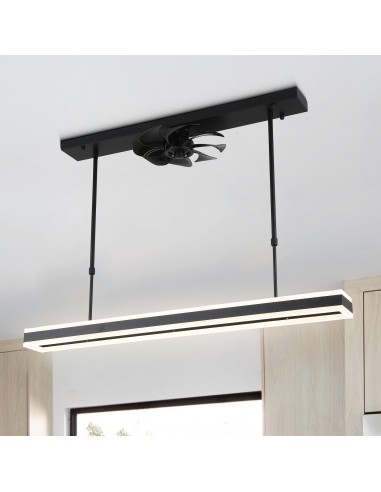40" Dimmable LED Smart APP Control Ceiling Fan 6-Speed Black Linear Pendant Lighting Fixture