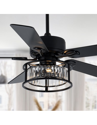 Oaks Aura 52” Reversible Crystal Ceiling Fan Remote 6-Speed DC Motor Ceiling Lighting