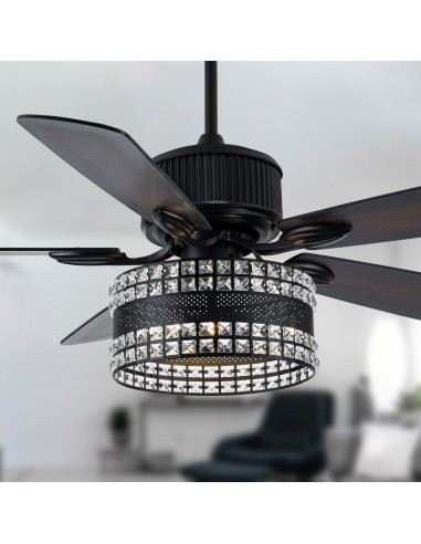 Oaks Aura 52” Reversible Crystal Ceiling Fan Remote 6-Speed DC Motor Ceiling Lighting