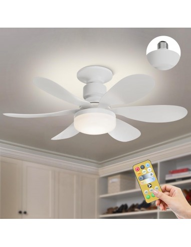 Socket Fan Light With Remote - 20.5" E26 Base LED Ceiling Fan With Memory Dimmable Lights For Indoor, Bedroom, Kitchen, Balcony