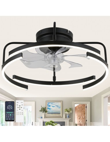 Oaks Aura 20" DIY Shape Reversible Ceiling Fan with Dimmable LED Lights Remote APP Control 6-Speed Light Fixture