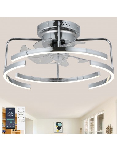 Oaks Aura 20" DIY Shape Reversible Ceiling Fan with Dimmable LED Lights Remote APP Control 6-Speed Light Fixture