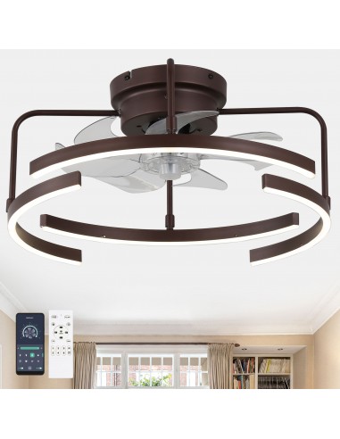 Oaks Aura 20" DIY Shape Reversible Ceiling Fan with Dimmable LED Lights Remote APP Control 6-Speed Light Fixture