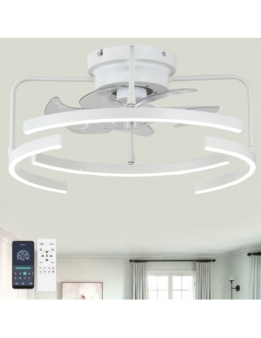 Oaks Aura 20" DIY Shape Reversible Ceiling Fan with Dimmable LED Lights Remote APP Control 6-Speed Light Fixture