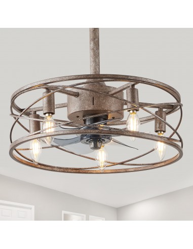 Oaks Aura 18" Reversible Ceiling Fan with Lights Remote 6-Speed Adjustable Height Ceiling Light