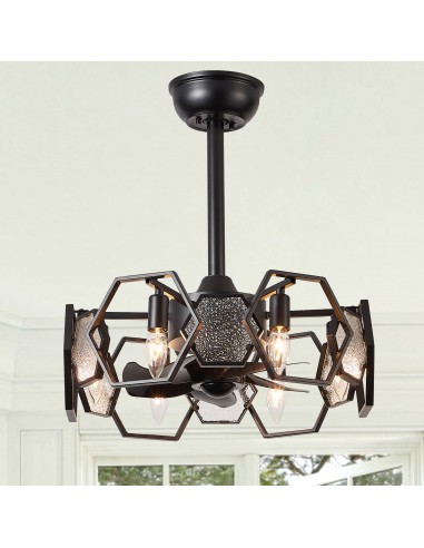 Oaks Aura 19” Glass Ceiling Fan with Lights and Remote Control, 6-Speed DC Motor Ceiling Lighting