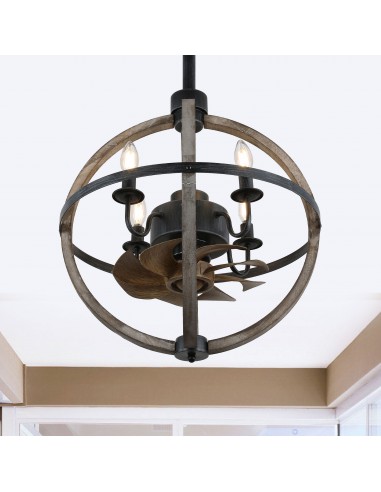 Oaks Aura 15" Farmhouse 4-Light Globe Ceiling Fan with lights and Remote Control