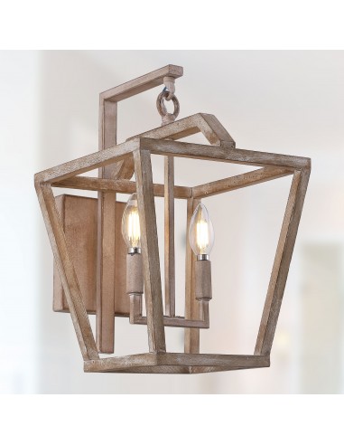 Oaks Aura Wood Finish 2-Light Rectangular Wall Sconce