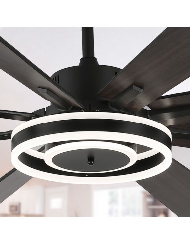 Oaks Aura 72 Inch Reversible 8-Blade Ceiling Fan with LED Lights, Remote 3-Color, 6-Speed and Timer