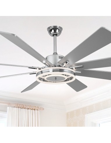 Oaks Aura 72 Inch Reversible 8-Blade Ceiling Fan with LED Lights, Remote 3-Color, 6-Speed and Timer