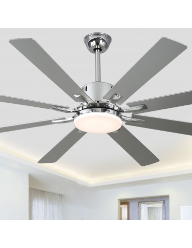 Oaks Aura 72" 8-Blade Reversible Ceiling Fan with LED Lights and Remote Control, 6-Speed, Timer Setting Quiet DC Motor