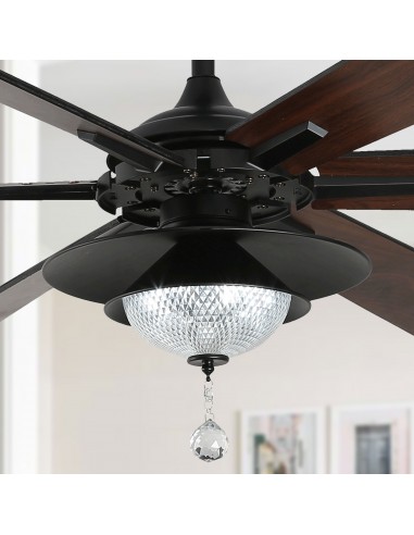 Oaks Aura 72" Large 6-Blade Modern Ceiling Fan with LED Lights and Remote 6-Speed, 3-Color, Reversible DC Motor