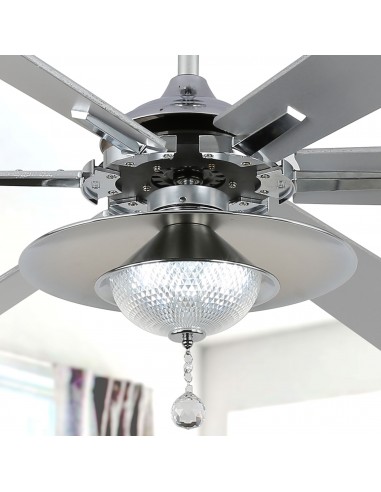 Oaks Aura 72" Large 6-Blade Modern Ceiling Fan with LED Lights and Remote 6-Speed, 3-Color, Reversible DC Motor