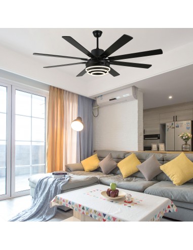 Oaks Aura 72” 8-Blade DIY Shape Reversible Ceiling Fan with LED lights and Remote Control, 6-Speed, Timer Setting Quiet DC Motor