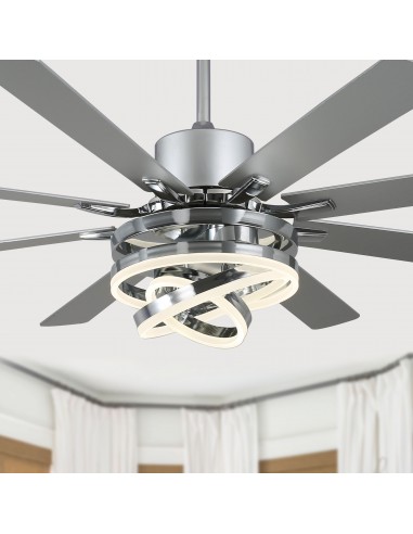 Oaks Aura 72” 8-Blade DIY Shape Reversible Ceiling Fan with LED lights and Remote Control, 6-Speed, Timer Setting Quiet DC Motor