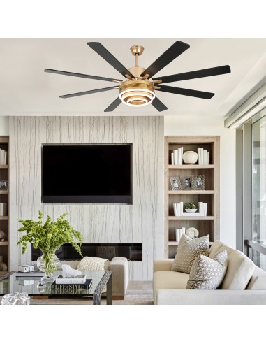 Oaks Aura 72” 8-Blade DIY Shape Reversible Ceiling Fan with LED lights and Remote Control, 6-Speed, Timer Setting Quiet DC Motor