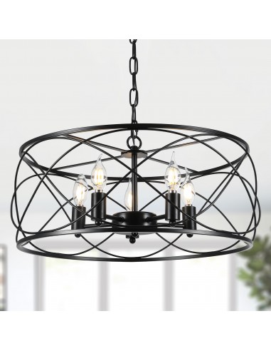 Oaks Aura 20" 5-Light Dimmable Adjustable Durm Chandelier