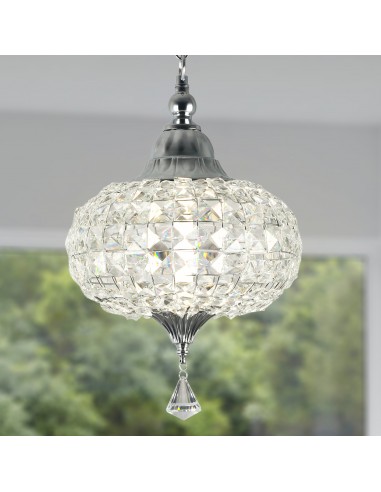 Oaks Aura 11" 1-Light Crystal Pendant Light Fixture for Kitchen