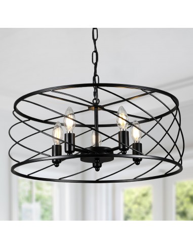 Oaks Aura 20" 5-Light Dimmable Adjustable Durm Chandelier